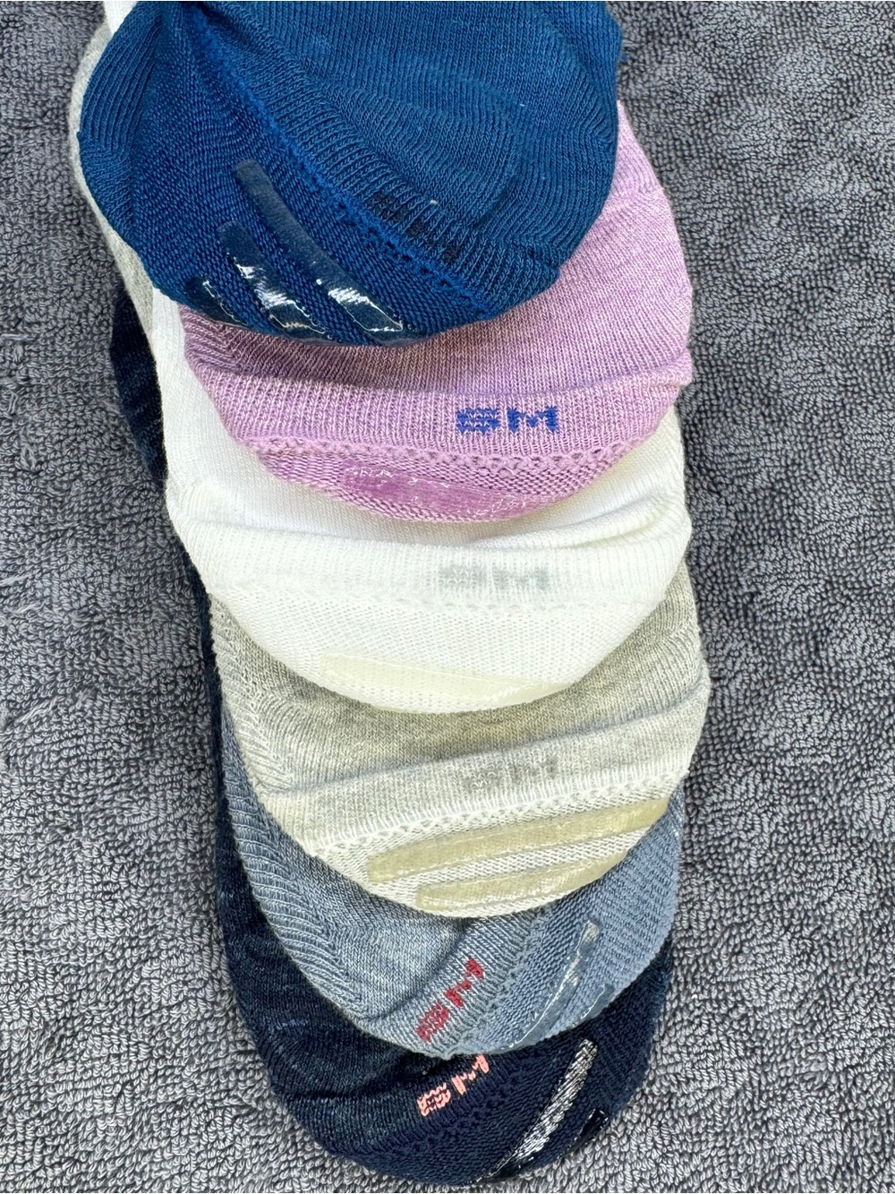 BOMBAS SOCKS SET OF 6 PAIRS NO SHOWS SMALL MULTCOLOR - Picture 3 of 6